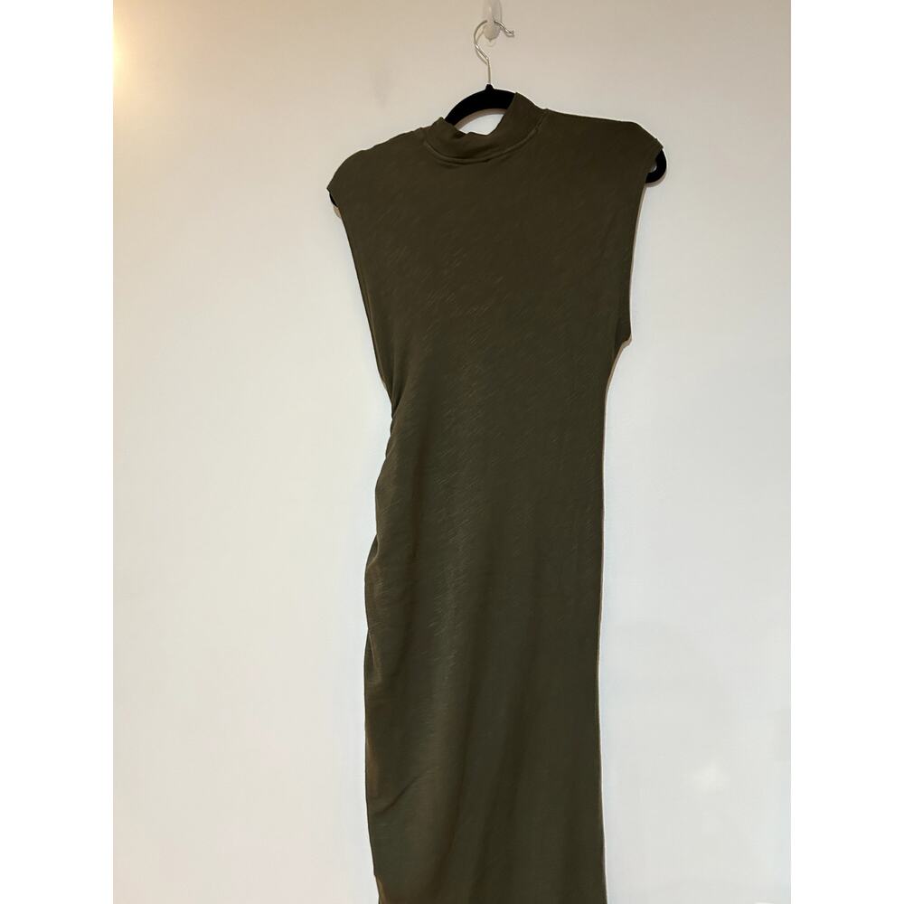 Anthropologie Daily Practice Olive Ruched Mock Neck Maxi Dress Size S - Picture 4 of 7